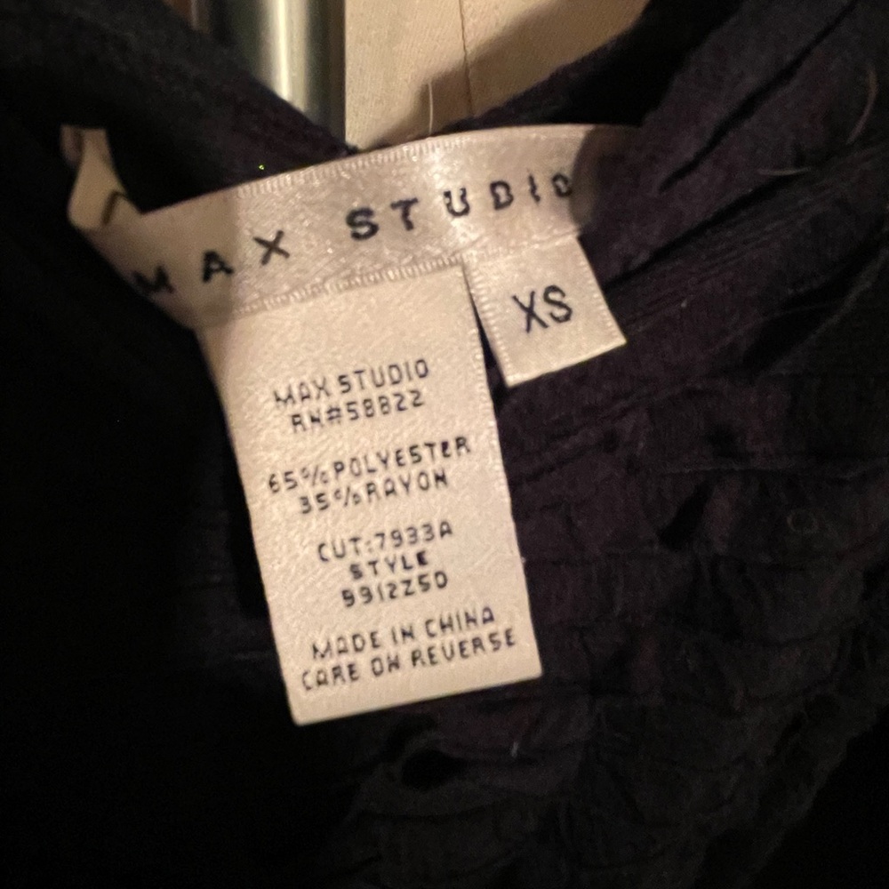 Max Studio Black Bodycon Mini Dress with Sweetheart Neckline and Ruched Details - Picture 2 of 3